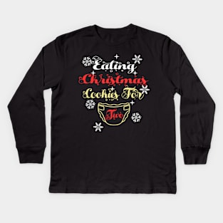 eating christmas cookies for two Kids Long Sleeve T-Shirt